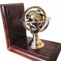 NAUTICAL THEME FRENCH ARMILLARY SPHERE BOOKENDS, HEAVY BRASS & ROSEWOOD. 1 PAIR
