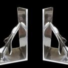 BURNISHED ALUMINUM F-16 FIGHTER AVIATION MODERNIST SCULPTURE BOOK ENDS