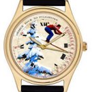 SWISS SKIING ART LARGE 40 mm SKI ENTHUSIAST ST MORITZ SNOW WRIST WATCH