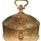ISLAMIC MUGHAL INDIA 1790s BIG 17-INCH ENGRAVED + ENAMEL BRASS STORAGE CONTAINER ISLAMIC MUGHAL INDIA 1790s BIG 17-INCH ENGRAVED + ENAMEL BRASS STORAGE CONTAINER