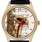 CLASSIC SAX ART SAXOPHONE PLAYER'S MUSICAL NOTATION ART WRIST WATCH, LOVELY!