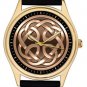 STUNNING SYMBOLIC CELTIC ARTS KNOTS CIRCLE SYMBOLIC GOLD-WASHED BRASS WATCH