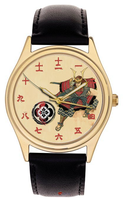 STUNNING ANTIQUE SAMURAI PARCHMENT ART KANJI DIAL JAPANESE WRIST WATCH