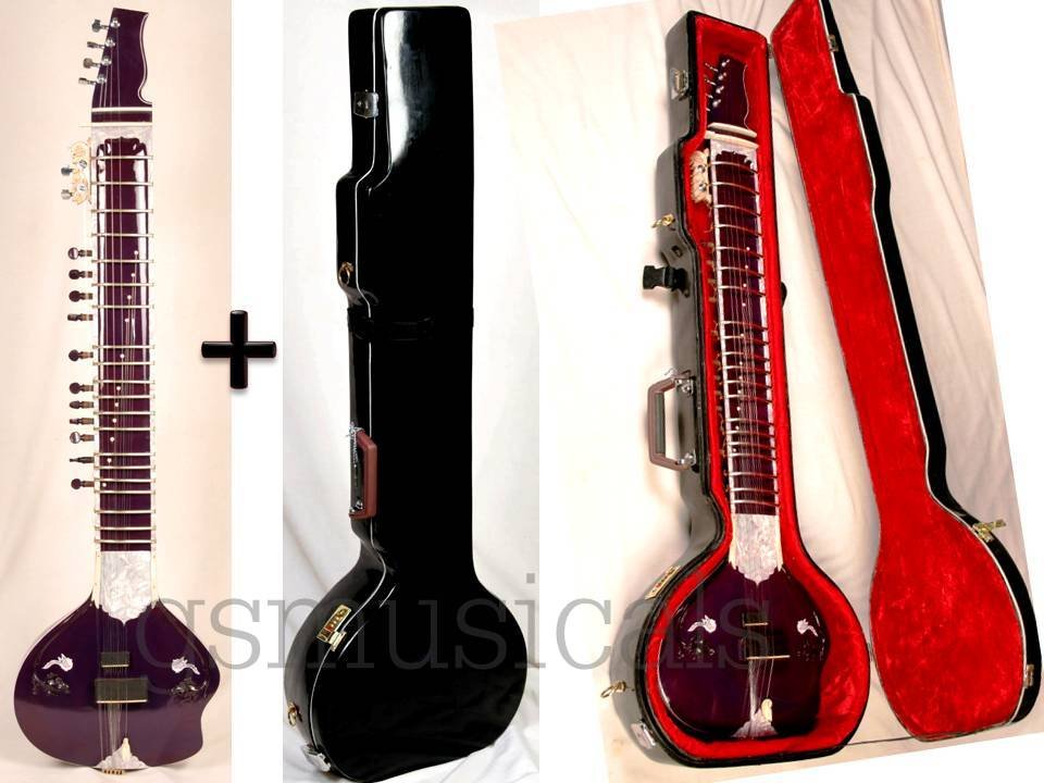 SITAR ULTRA PRO ELECTRIC STUDIO FUSION CORAL ACOUSTIC WITH FIBERGLASSCASE GSGS#