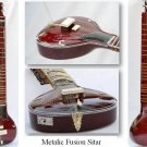 SITAR METALIC FUSION ELECTRIC CORAL TRAVEL ACOUSTIC WITH FIBERGLASS CASE GSM0#