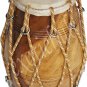 SPECIAL DHOLAK DRUM ROPE + BOLT TUNED~NATURAL WOOD COLOR POLISH~SPECIAL SKIN