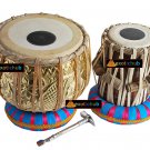TABLA DRUMS~DESIGNER GOLDEN BRASS 2.5 KG BAYAN~SHEESHAM DAYAN~PROFESSIONAL SET