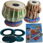 TABLA DRUM SET~GREEN COLOR BRASS BAYAN~SHEESHAM WOOD DAYAN~FREE CASE/BOOK/HAMMER