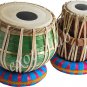 TABLA DRUMS SET~GREEN COLOR BRASS BAYAN 2.5 KG.~SHESHAM WOOD DAYAN~TABLA EHS