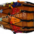 BUY PUNJABI BHANGRA DHOL DRUMS~MANGO WOOD~WITH PLAYING STICKS & DECORATION PARTS