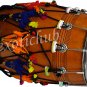 BUY PUNJABI BHANGRA DHOL DRUMS~MANGO WOOD~WITH PLAYING STICKS & DECORATION PARTS