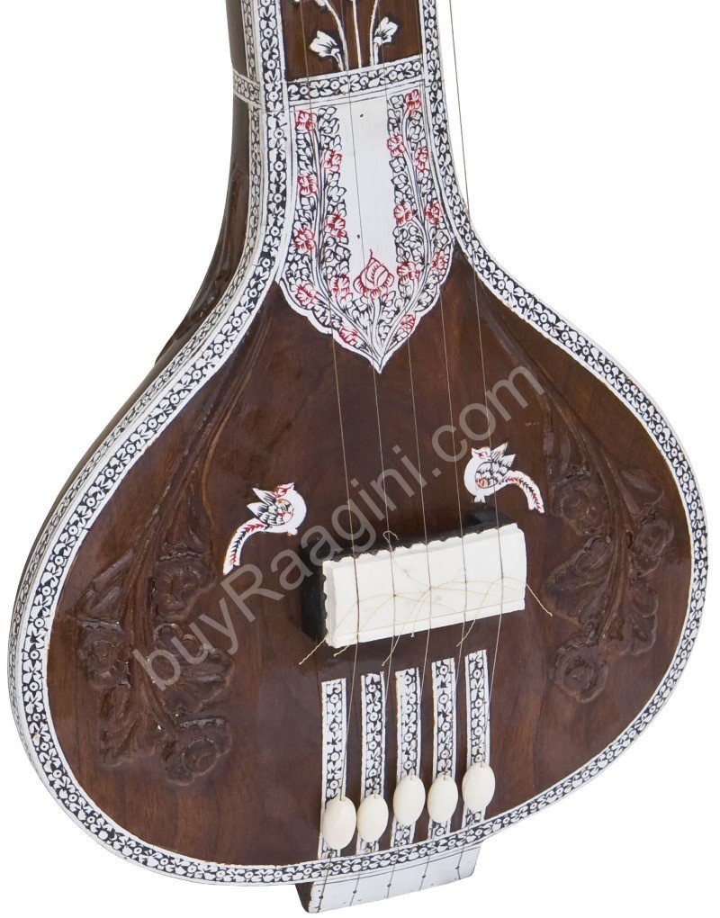 TANPURI MAHARAJA™/DESIGNER TUN WOOD/FLORAL DESIGN/FLAT TANPURA/TAMBURA/EJF