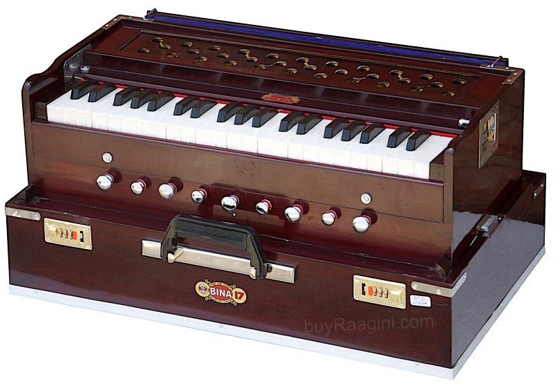 HARMONIUM BINA NO.17/DELUX FOLDING/COUPLER FUNCT./42 KEY/INDIAN/BOOK