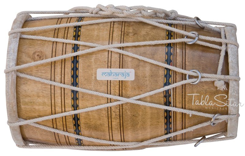 MANGO WOOD DHOLAK MAHARAJA&acirc;�&cent; ROPE TUNED INDIAN DHOLKI FREE SHIPPING/AJE-01