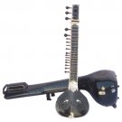 SITAR BLACK MAHARAJA™/NEW KHARAJ PANCHAM/HALF DECORATED/PRO QUALITY/BOOK/AID-02