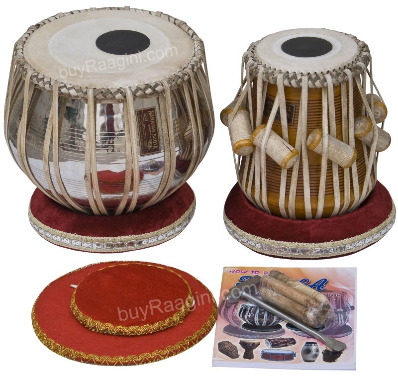 TABLA SET SHYAMAL DAS/3.5KG/NEW FLORAL CHROMED COPPER BAYAN/MAHOGANY DAYAN/ECF-1