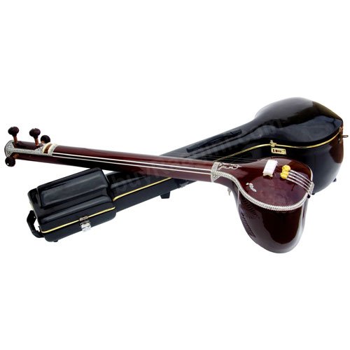 MKS TANPURA/FEMALE TANPURA/4 STRINGS/INLAY WORK/FIBER TROLLEY/DARK TAMBURA/BJI-2