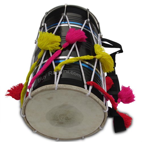 STRAIGHT DHOL MAHARAJA™/BLACK/MANGO WOOD/PUNJABI BHANGRA DRUM/FullSize ...