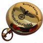 POLISHED BRASS GERMANY KRIEGSMARINE ART GERMAN ROSE HEAVY BRASS COMPASS w LEATHER CASE