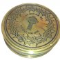 CHRISTIAN ART SYMBOLIC DIRECTION-FINDER CRUCIFIX ART BRASS COMPASS, LEATHER CASE