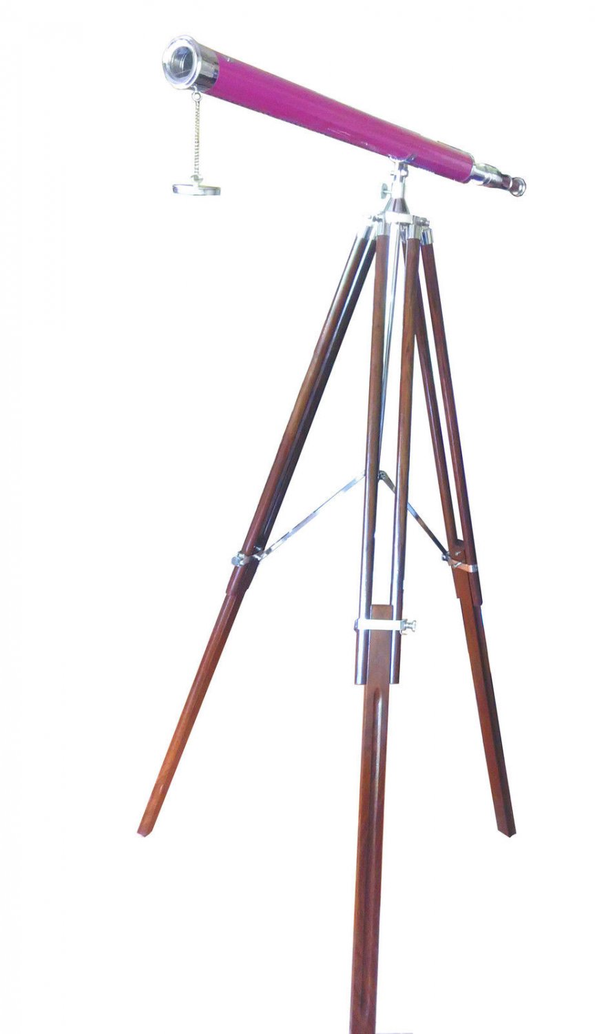 COLLECTIBLE PINK LEATHER & CHROMED BRASS MASSIVE HARBORMASTER NAUTICAL TELESCOPE