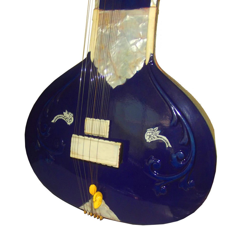 STUNNING ELECTRIC BLUE ROCK FUSION INDIAN ACOUSTIC-ELECTRIC COLLECTORS SITAR