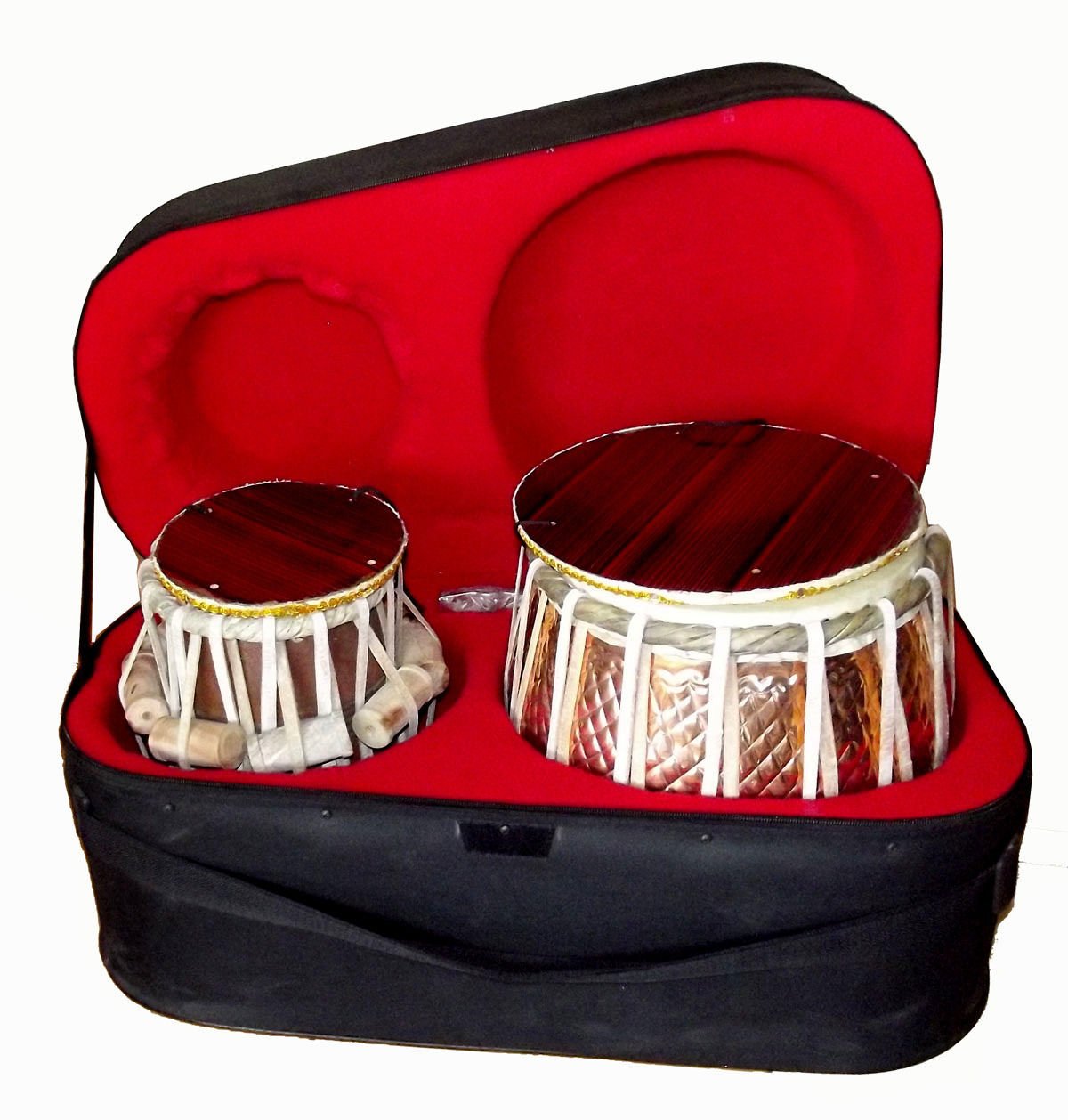 TABLA DRUM SET IN HEAVY COPPER & ROSEWOOD. FULL SIZE. w SUPERB HARDCASE