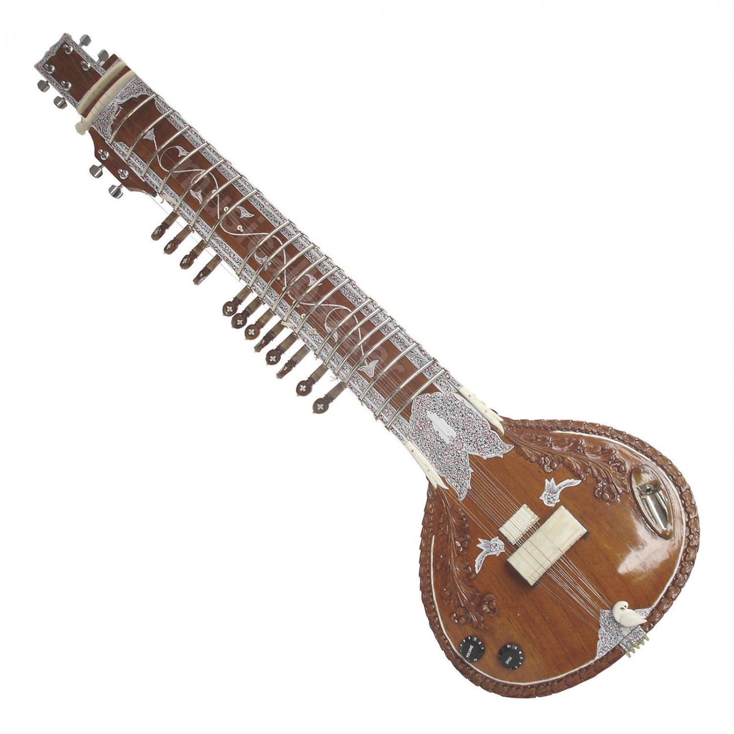 ROSEWOOD ELECTRIC SITAR GUITAR FUSION. BEAUTIFULLY CARVED. TWIN PICKUPS ...