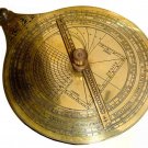 VINTAGE FRENCH ASTRONOMICAL ASTROLABE ON TEAK DISPLAY STAND IN ANTIQUATED BRASS