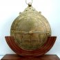 CLASSIC FRENCH ASTRONOMICAL ASTROLABE ON TEAK DISPLAY STAND IN ANTIQUATED BRASS
