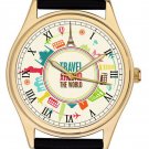 STUNNING CLASSIC COLORFUL WORLD TRAVELER'S COLLECTIBLE JUMBO 40 mm WORLD WATCH