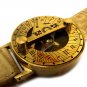 IVORIED CREAM LEATHER STEAMPUNK RETRO SUNDIAL COMPASS SOLAR CLASSIC WRIST WATCH