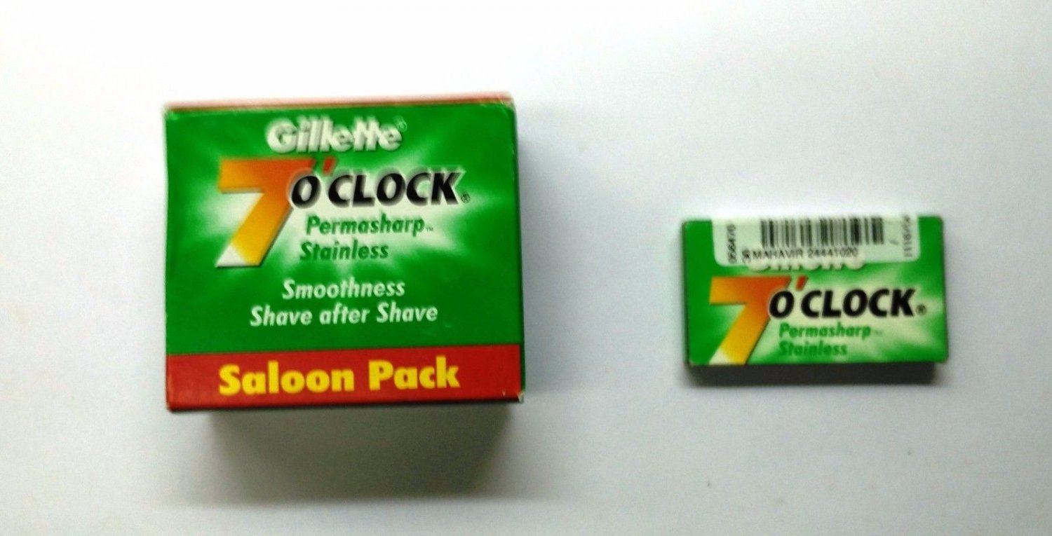 Shaving Razor Blades Gillette 7’o Clock Permasharp Stainless 50 Blades