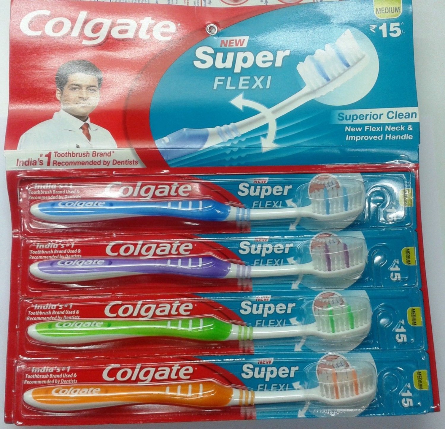 ToothBrush Colgate Toothbrush Super Flexi 4 Tooth brush Medium Bristles