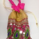 Embroidered Sequin Potli Batwa Pink & Golden Color Ethnic from India Embroidered Sequin Potli Batwa Pink & Golden Color Ethnic from India