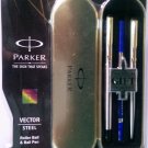 Parker Gift Set Vector Steel Roller Ball & Ball Pen Gold Clip