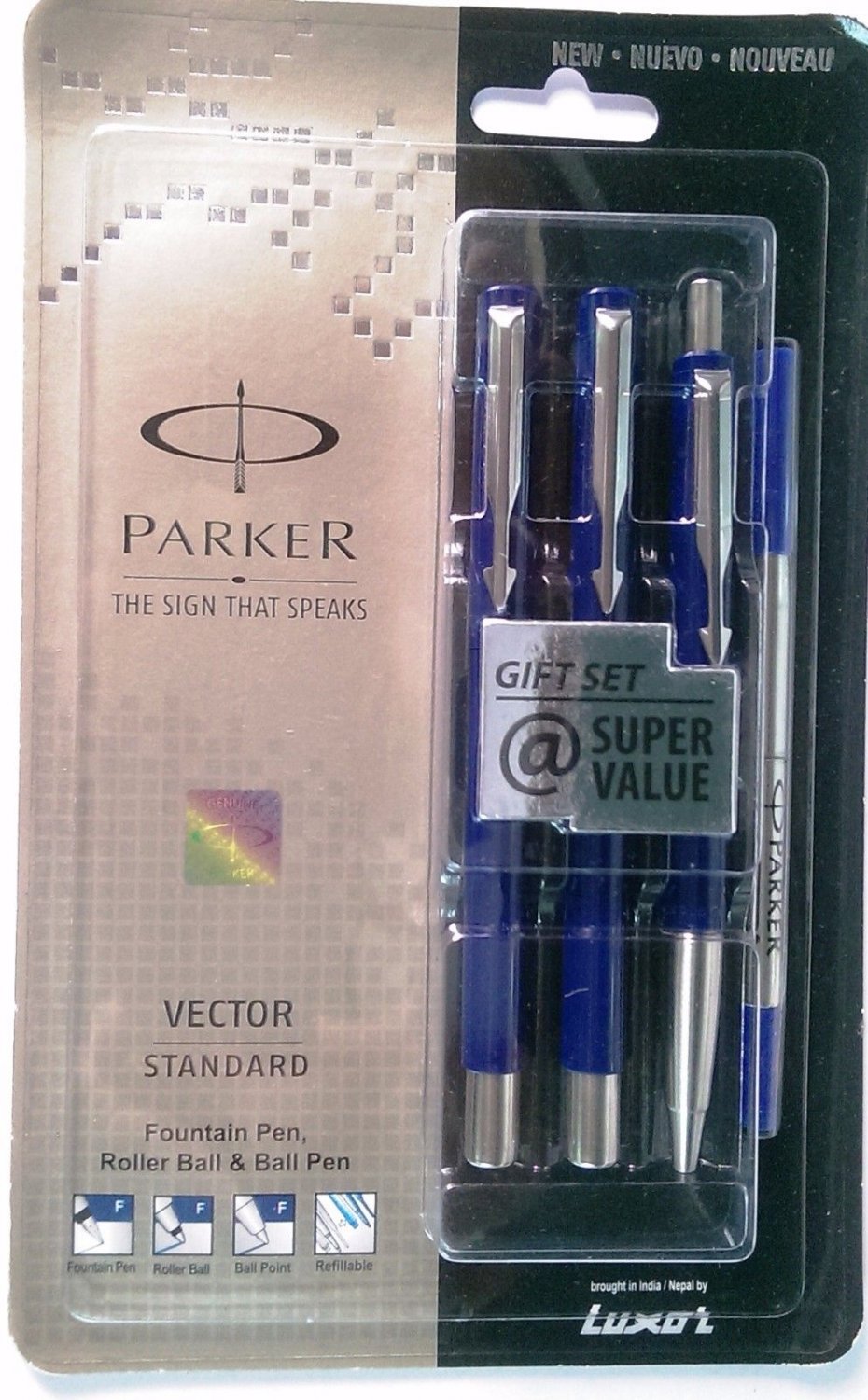 Parker Vector Standard Gift Set  All 3 Pens  Body Color Blue