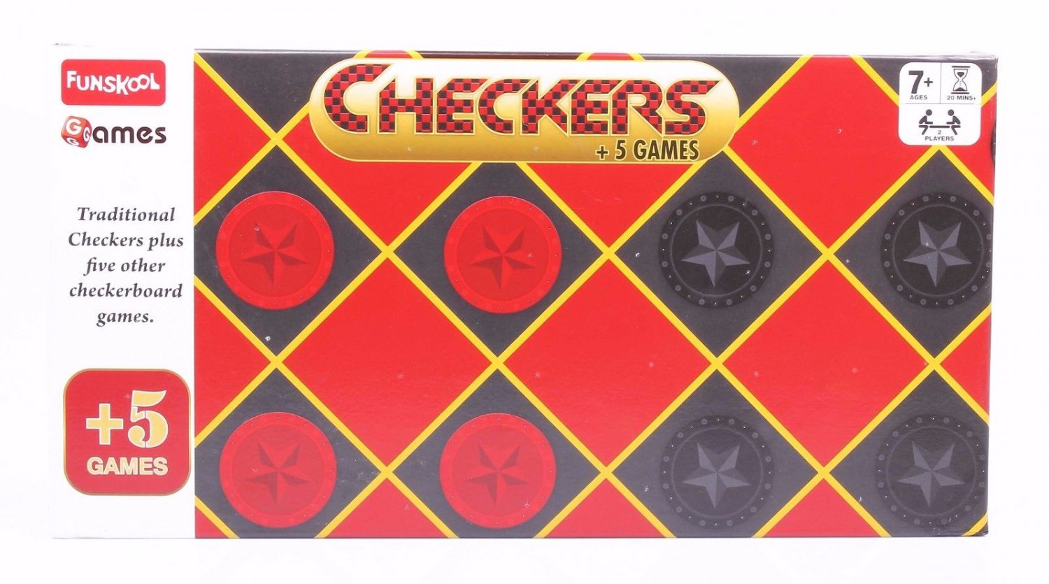 Funskool Checkers +5 Games Board Game 2 Players Indoor Game Age 7+