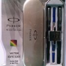 Parker Gift Set Vector Matte Black Roller & Ball Pen Steel Clip Parker Gift Set Vector Matte Black Roller & Ball Pen Steel Clip