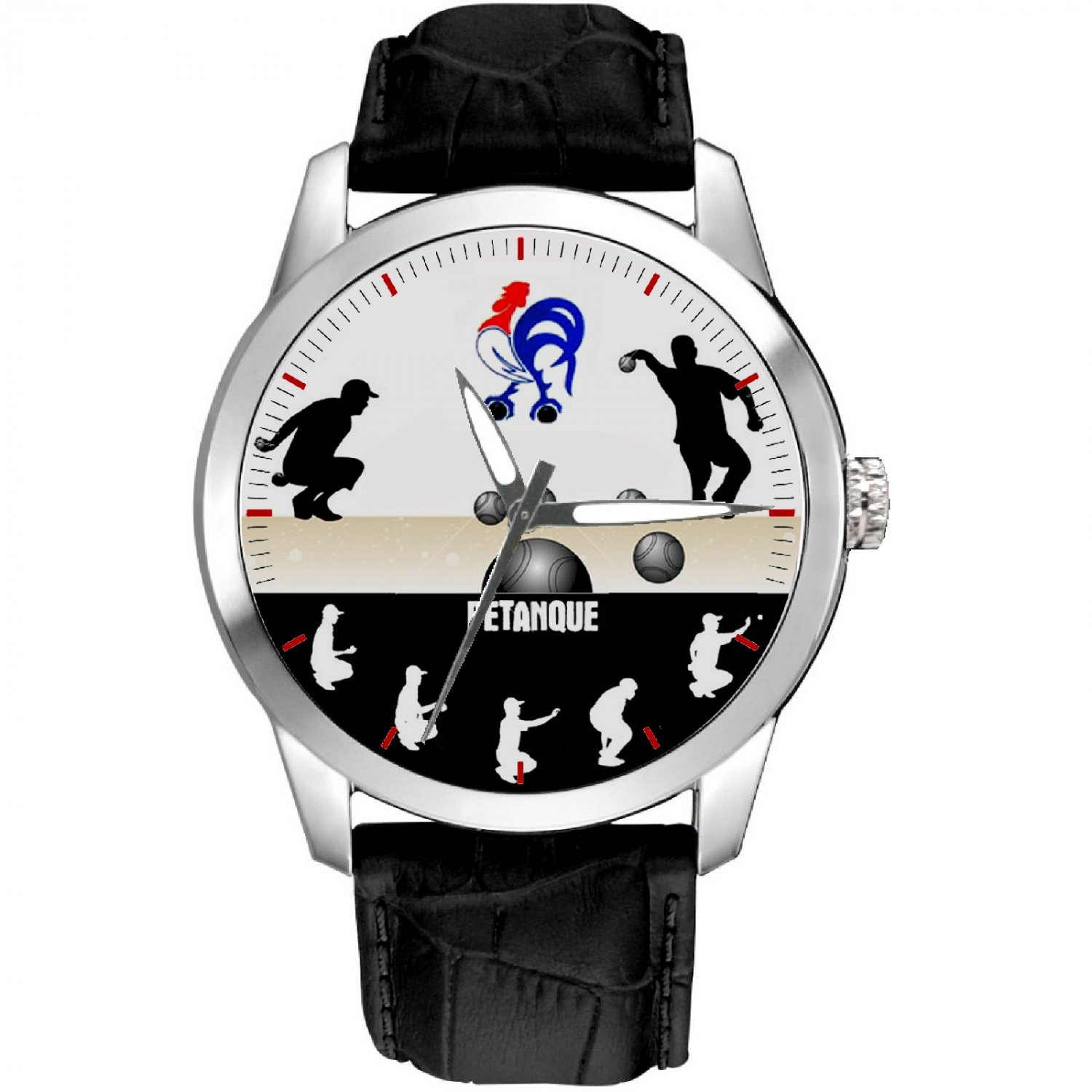 FRENCH PETANQUE BOULES FOLK SPORT COLLECTIBLE WRIST WATCH
