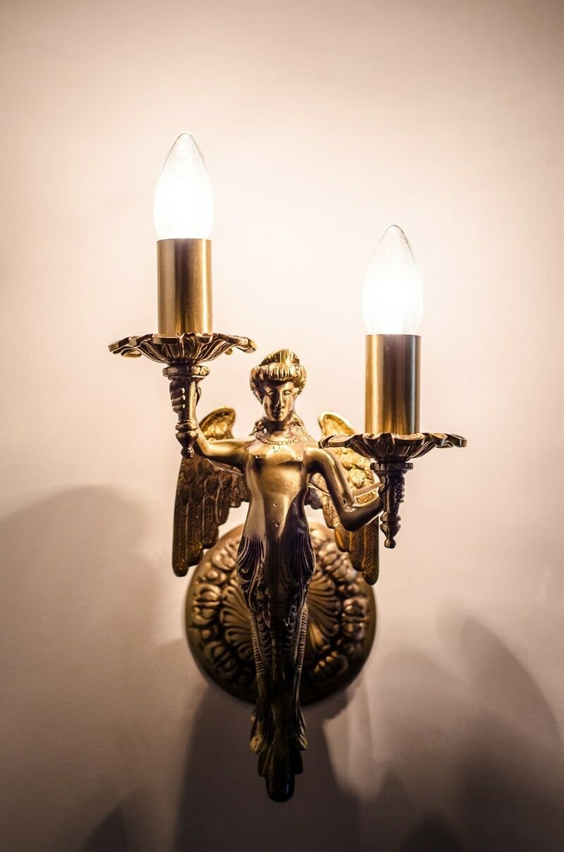 CLASSIC MERMAID ANGEL SOLID BRASS WALL SCONCES LAMPS w E14 BULBS