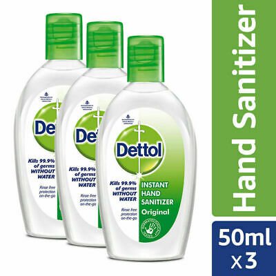 Dettol Instant Hand Sanitizer, Original - 50ml x 3 (Pack of 3) ANTI CORONAVIRUS COVID-19