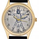 BLUEGRASS BANJO PLAYER, SYMBOLIC LEONARDO DA VINCI VITRUVIAN MAN WRIST WATCH