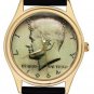 JOHN F KENNEDY JFK SILVER DOLLAR PARCHMENT ART SOLID BRASS PRESIDENT WRIST WATCH