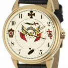 ANCIENT MASONIC ART SYMBOLIC DIAL FREEMASONRY COLLECTIBLE 40mm BRASS WRIST WATCH