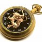 VINTAGE EROTICA 50 mm SOLID BRASS POCKET WATCH w. 17 JEWEL MECHANICAL MOVEMENT