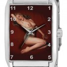RARE 1990s EROTIC HOLLYWOOD ART COLLECTIBLE RECTANGULAR SOLID STEEL WRIST WATCH