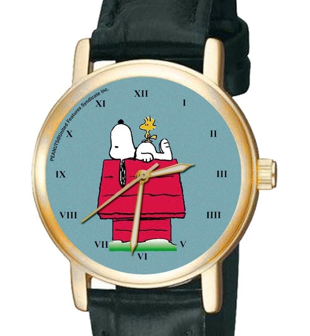 ICONIC SNOOPY ON HIS KENNEL VINTAGE BLUE PEANUTS EXISTENTIAL ART UNISEX WATCH