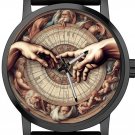 DA VINCI'S INTERPRETATION OF SISTINE CHAPEL HAND OF GOD ART, SOLID BRASS WATCH DA VINCI'S INTERPRETATION OF SISTINE CHAPEL HAND OF GOD ART, SOLID BRASS WATCH