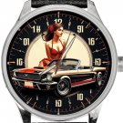 VINTAGE CLASSIC CAR SOLID BRASS COLLECTIBLE WATCH, BLACK & RED MUSTANG HOT ROD VINTAGE CLASSIC CAR SOLID BRASS COLLECTIBLE WATCH, BLACK & RED MUSTANG HOT ROD